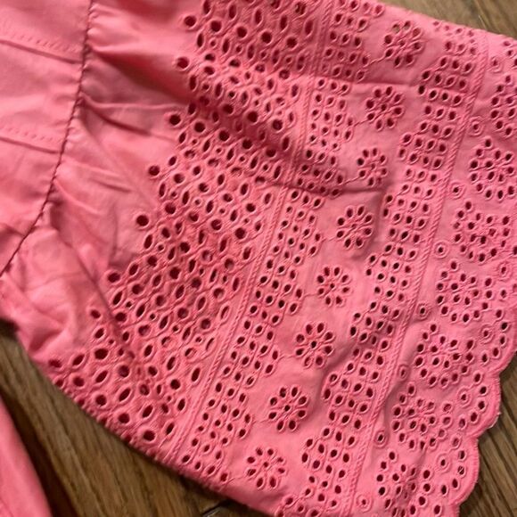 Loft coral eyelet peplum blouse size small - Picture 6 of 7